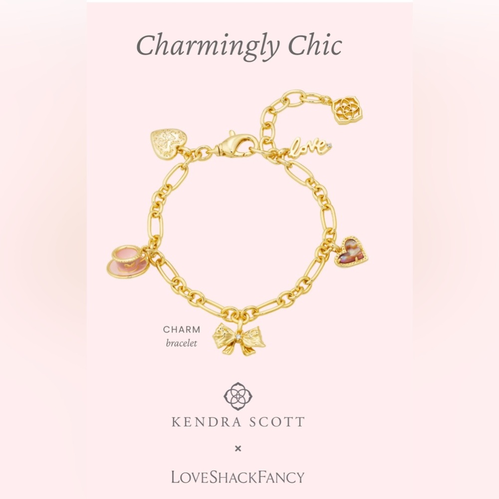 Kendra Scott x Loveshackfancy Gold and Pink Charm Bracelet NWT
